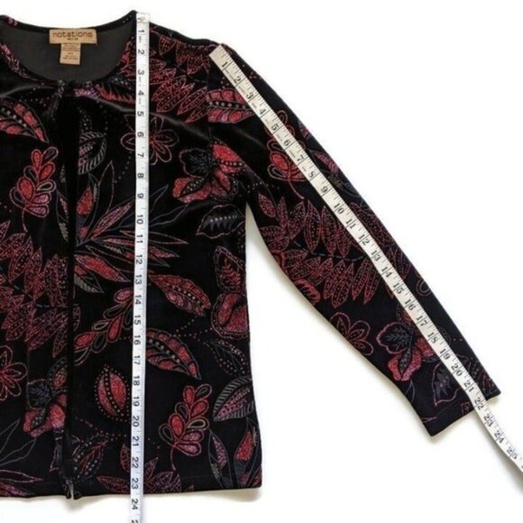 Vintage Black Red Glitter Black Velour Top Set PM Evening Party Whimsigoth Witch - Picture 9 of 9